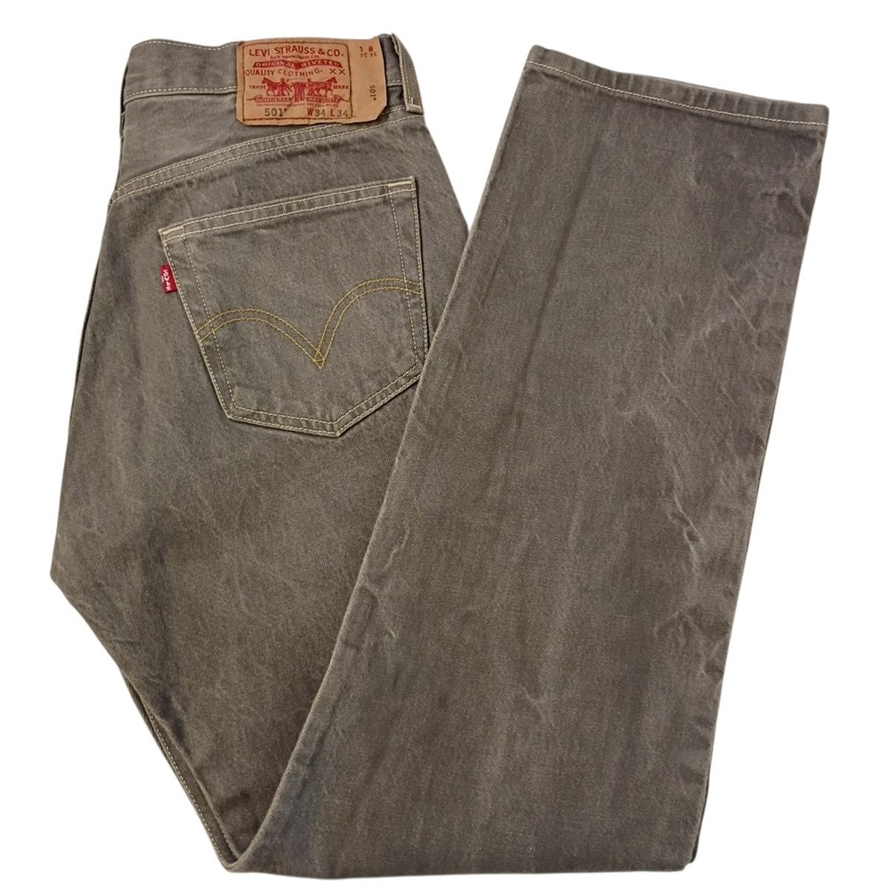 VTG Levis 501 Jeans Mens 34x34 (33x32) Straight Button Fly Gray Denim Classic‎